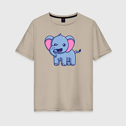 Футболка оверсайз женская Радостный слон, цвет: миндальный