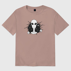 Футболка оверсайз женская Гуманоид, цвет: пыльно-розовый