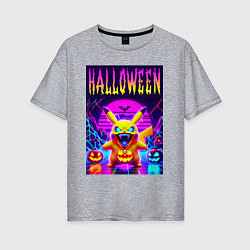 Футболка оверсайз женская Pikachu - halloween vaporwave, цвет: меланж