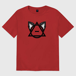 Футболка оверсайз женская Чёрный символ квадробика, цвет: красный