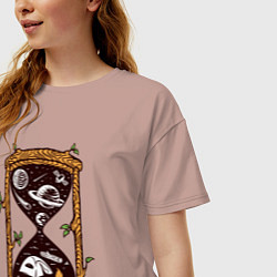 Футболка оверсайз женская Космический поход, цвет: пыльно-розовый — фото 2