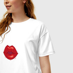 Футболка оверсайз женская Губки в поцелуе, цвет: белый — фото 2