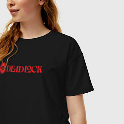 Футболка оверсайз женская Deadlock red logo, цвет: черный — фото 2