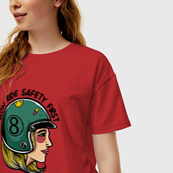 Футболка оверсайз женская Безопасность - медленная езда, цвет: красный — фото 2