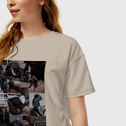 Футболка оверсайз женская Конный спорт коллаж, цвет: миндальный — фото 2