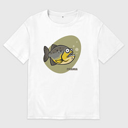 Футболка оверсайз женская Рыбка пиранья, цвет: белый