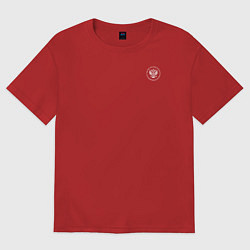 Футболка оверсайз женская Сокрушу пред ним врагов его герб белый на узорном, цвет: красный