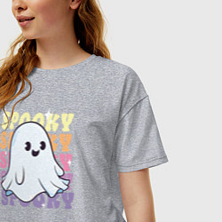 Футболка оверсайз женская Cute little spooky ghost, цвет: меланж — фото 2