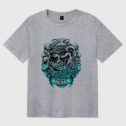Футболка оверсайз женская Крутой медведь Bear неон, цвет: меланж