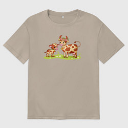 Футболка оверсайз женская Телёнок и корова, цвет: миндальный