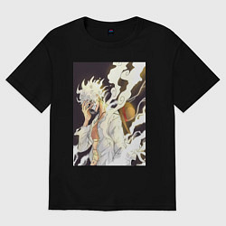 Футболка оверсайз женская Ван-Пис Луффи джойбой, цвет: черный