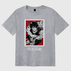 Футболка оверсайз женская Магическая битва Тоджи красный фон, цвет: меланж