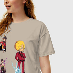 Футболка оверсайз женская Ван-Пис Санджи Зоро, цвет: миндальный — фото 2