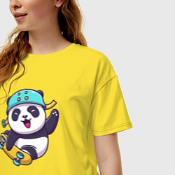 Футболка оверсайз женская Skater panda, цвет: желтый — фото 2