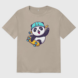 Футболка оверсайз женская Skater panda, цвет: миндальный