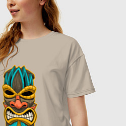 Футболка оверсайз женская Африка маска, цвет: миндальный — фото 2