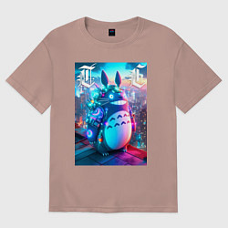 Футболка оверсайз женская Cool Totoro - cyberpunk, цвет: пыльно-розовый