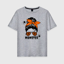Футболка оверсайз женская Momster - мама монстрр, цвет: меланж