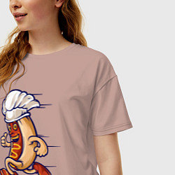 Футболка оверсайз женская Повар хот-дог, цвет: пыльно-розовый — фото 2