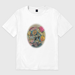 Футболка оверсайз женская Очки на черепе, цвет: белый
