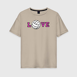 Футболка оверсайз женская Love volley, цвет: миндальный