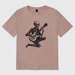 Футболка оверсайз женская Скелетик музыкант, цвет: пыльно-розовый