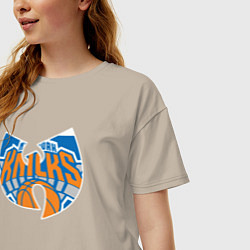 Футболка оверсайз женская Wu-tang knicks, цвет: миндальный — фото 2