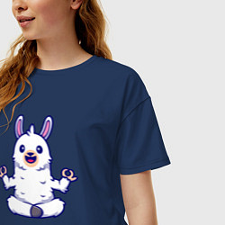 Футболка оверсайз женская Йога альпака, цвет: тёмно-синий — фото 2