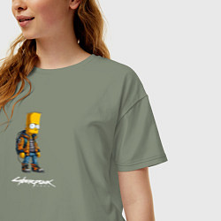 Футболка оверсайз женская Bart Simpson cyberpunk, цвет: авокадо — фото 2