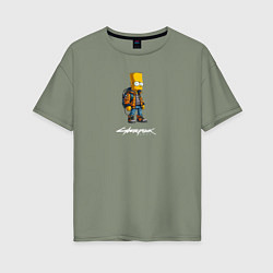Футболка оверсайз женская Bart Simpson cyberpunk, цвет: авокадо