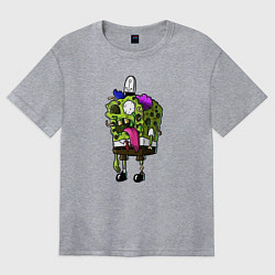 Футболка оверсайз женская Спанч Боб - зомби, цвет: меланж