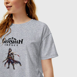 Футболка оверсайз женская Косплей Genshin impact boy, цвет: меланж — фото 2