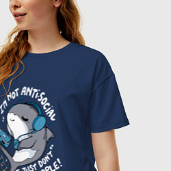 Футболка оверсайз женская Im not antisocial i just dont like people, цвет: тёмно-синий — фото 2
