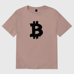 Футболка оверсайз женская Биткоин - знак, цвет: пыльно-розовый