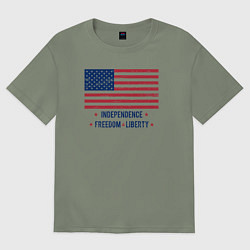 Футболка оверсайз женская США - независимость и свобода, цвет: авокадо
