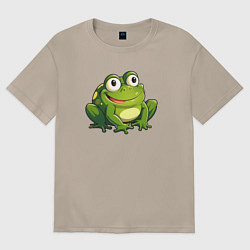 Футболка оверсайз женская Смешная жаба, цвет: миндальный