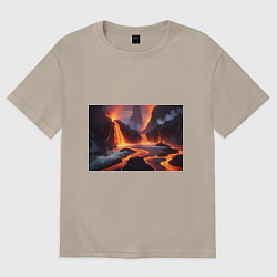 Футболка оверсайз женская Текущая лава, цвет: миндальный