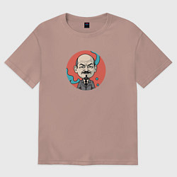 Футболка оверсайз женская Портрет Владимира Ленина, цвет: пыльно-розовый