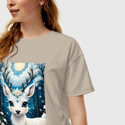 Футболка оверсайз женская Сказочный олененок, цвет: миндальный — фото 2