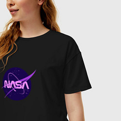 Футболка оверсайз женская NASA logo, цвет: черный — фото 2