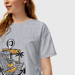 Футболка оверсайз женская Скелетик серфер, цвет: меланж — фото 2