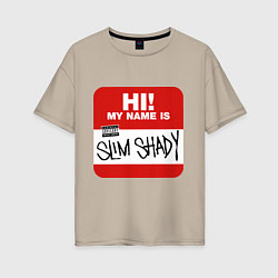 Футболка оверсайз женская Eminem - slim shady sticker, цвет: миндальный
