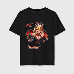 Футболка оверсайз женская Паэур ведьма - Человек бензопила, цвет: черный