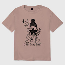 Футболка оверсайз женская Just a girl, who loves fall, цвет: пыльно-розовый