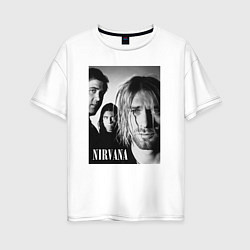 Футболка оверсайз женская Nirvana rock band black, цвет: белый