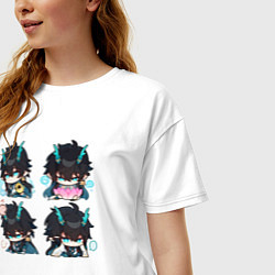 Футболка оверсайз женская Дань Хэн стикеры, цвет: белый — фото 2