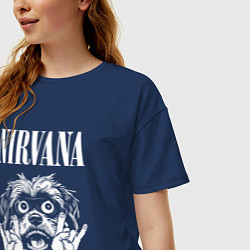 Футболка оверсайз женская Nirvana rock dog, цвет: тёмно-синий — фото 2