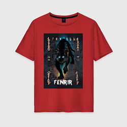 Футболка оверсайз женская Fenrir black vinyl, цвет: красный