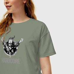 Футболка оверсайз женская Hardcore will never die, цвет: авокадо — фото 2