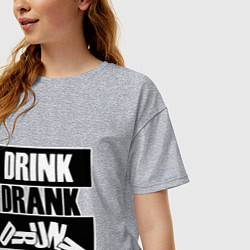 Футболка оверсайз женская Пить выпить пьяный, цвет: меланж — фото 2